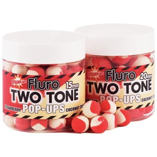 DYNAMITE BAITS Dinamita Fluro Two Tone Fresa Coco Pop-Ups 15mm 3 DYNAMITE BAITS Dinamita Fluro Two Tone Fresa Coco Pop-Ups 15mm